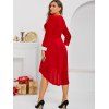Robe Mi-Longue Haute Basse de Grande Taille à Lacets en Velours - Rouge L
