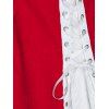 Robe Mi-Longue Haute Basse de Grande Taille à Lacets en Velours - Rouge L