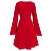 Plus Size Velvet Lace Snowflake Lattice Christmas Dress - LAVA RED L