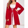 Robe de Noël Flocon de Neige en Dentelle en Velours de Grande Taille - Rouge Lave 1X