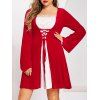 Robe de Noël Flocon de Neige en Dentelle en Velours de Grande Taille - Rouge Lave 4X