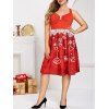 Robe de Noël Ligne A Croisée au Dos Flocon de Neige de Grande Taille - Rouge 1X