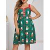 Robe Motif Père Noël et Bonhomme de Neige Drôle Grande Taille - Vert profond 5X