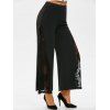 Pantalon Fluide à Jambes Larges à Fente Élevée - Noir L