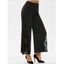 Pantalon Fluide à Jambes Larges à Fente Élevée - Noir L