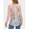 T-shirt Haut Bas à Imprimé Fleur de Pêcher Panneau en Mousseline - Rose 3XL