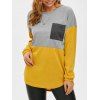 T-shirt en Jersey en Blocs de Couleurs avec Poche Poitrine à Manches Longues - Jaune S