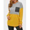 Color Blocking Chest Pocket Jersey Knit Long Sleeve Tee - YELLOW 2XL