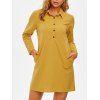 Robe Chemise avec Demi-Bouton à Manches Longues - Jaune M