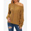 Chandail Pull-over Ajouré en Tricot à Câble - Deep Yellow XXL