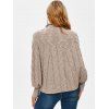 Cable Knit High Neck Poncho Sweater - LIGHT COFFEE L