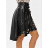 Jupe Gothique Haute Basse en Faux Cuir à Lacets avec Œillet - Noir XL