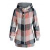 Hooded Plaid Print Zip Up Jacket - multicolor A XL