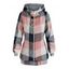 Hooded Plaid Print Zip Up Jacket - multicolor A XL