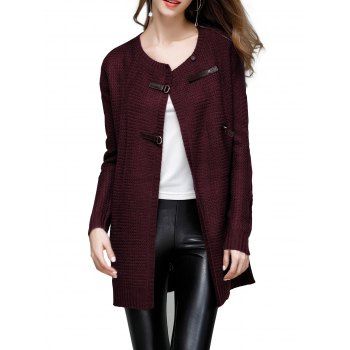 

Buckled Sweater Coat, Deep red