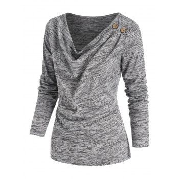 

Space Dye Print Mock Button Dress, Ash gray