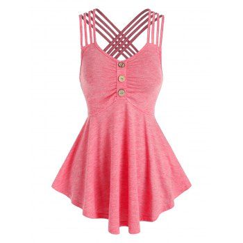 

Crisscross Strappy Flounce Hem Ruched Corset Style Skirted Tank Top, Light pink