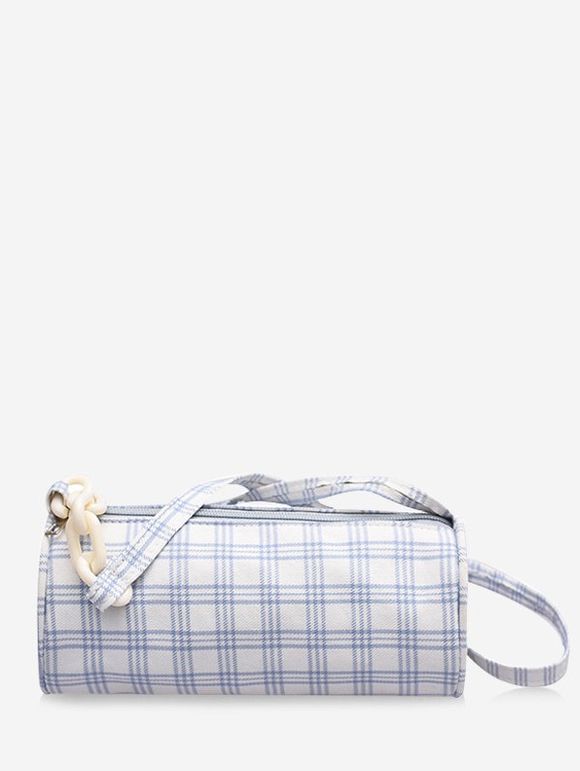 Mini Sac à Bandoulière Décontracté à Carreaux avec Chaîne - Blanc Lait 