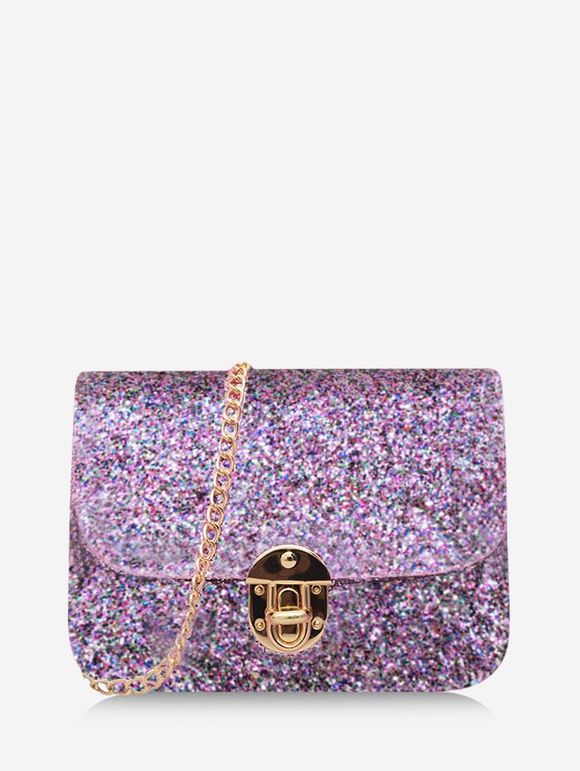 Sac à Bandoulière avec Chaîne à Paillettes - Mauve 