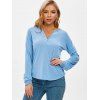 Sweat-shirt Tunique Demi-Boutonné à Goutte Epaule - Bleu clair M