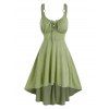 Summer Corset Style Lace-up Heathered High Low Dress - LIGHT GREEN L