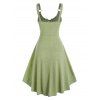 Summer Corset Style Lace-up Heathered High Low Dress - LIGHT GREEN S