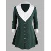 Button Up Colorblock Heathered Plus Size Top - GREEN 4X