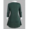 Button Up Colorblock Heathered Plus Size Top - GREEN 3X