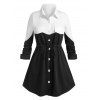 Chemise Boutonnée Bicolore de Grande Taille à Cordon - multicolor A L