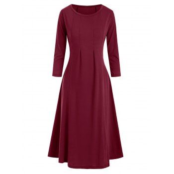 

Pintuck Detail Trapeze Midi Dress, Deep red