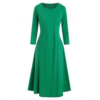 

Pintuck Detail Trapeze Midi Dress, Green