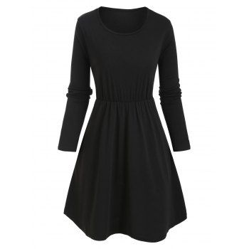 

Slip Pockets Long Sleeve Tunic Dress, Black