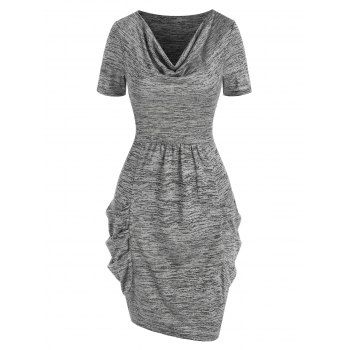 

Space Dye Cowl Side Bodycon Dress, Smokey gray