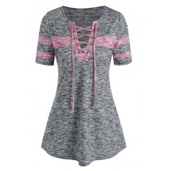 

Lace Up Space Dye T Shirt, Multicolor a