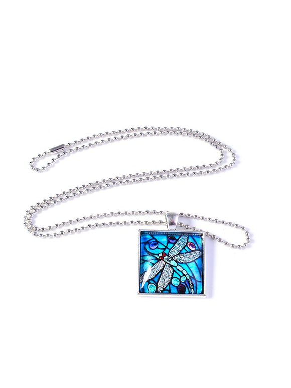 Collier Géométrique Motif de Libellule Peinture - Bleu Ciel 