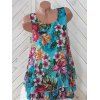 Débardeur Superposé Imprimé Fleuri de Grande Taille en Mousseline - Bleu clair XL
