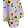 Plus Size Flower Handkerchief Tie Blouse with Cami Top Set - MAUVE 5X