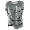 T-shirt Rayé Fendu à Goutte Epaule de Grande Taille - Gris L