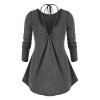 T-shirt Décontracté de Grande Taille à Col Halter à Cordon - Cendre gris 3X
