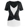 T-shirt Teinté Imprimé Tordu en Avant Fausse Deux Pièces - multicolor A L