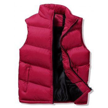 

Winter Solid Casual Puffer Waistcoat, Red wine