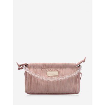 

Chain Pleated Rectangle Shoulder Bag, Pig pink