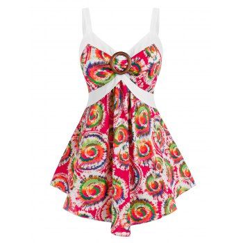 

Plus Size Spiral Tie Dye Print Backless Tank Top, Multicolor a
