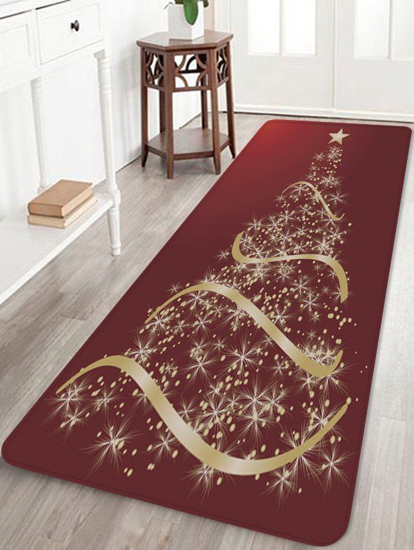 

Light Spot Christmas Tree Pattern Floor Rug, Lava red