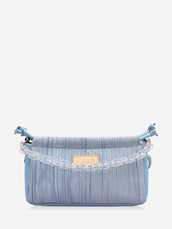 Sac à Bandoulière Rectangle Plissé avec Chaîne - Bleu Koi 