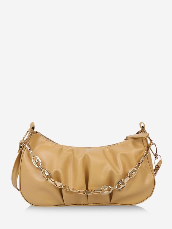 Sac à Bandoulière Rétro Plissé à Chaîne - Jaune Soleil 