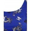 Oriental High Rise Swimsuit Dragon Knot Contrast Tankini Swimwear Set - DEEP BLUE XL