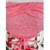 Lace Up Cold Shoulder Floral Print Midi Dress - PINK ROSE M