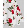 Lace Up Cold Shoulder Floral Print Midi Dress - PINK ROSE 2XL