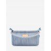 Sac à Bandoulière Rectangle Plissé avec Chaîne - Bleu Koi 